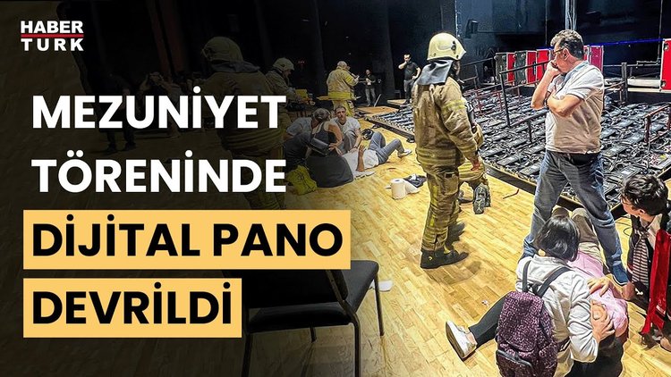 Cemal Reşit Rey'de mezuniyet töreninde dijital pano devrildi! Led pano nasıl devrildi?