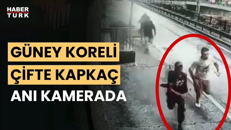 Beyoğlu&#039;nda Güney Koreli çifte kapkaç kamerada!