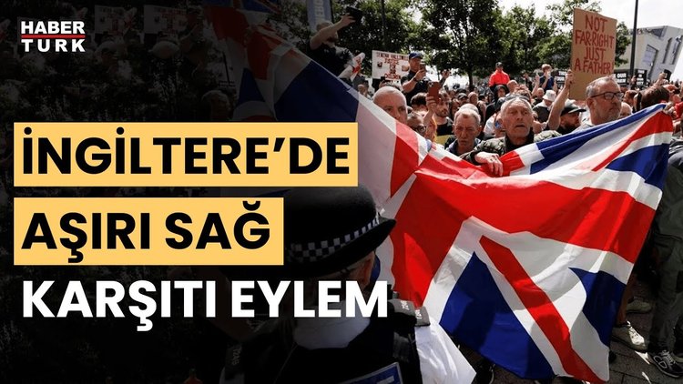 İngiltere&#039;de aşırı sağcıların şiddet eylemlerine karşı binlerce kişi sokaklara çıktı
