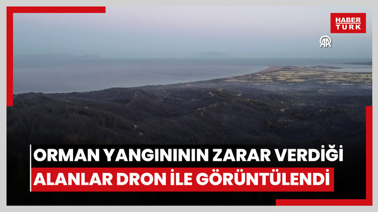 Orman yangınının zarar verdiği alanlar dron ile görüntülendi