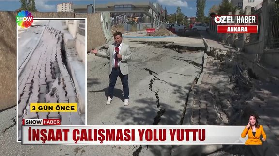 İnşaat çalışması yolu yuttu!