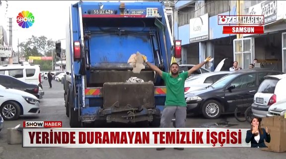 Yerinde duramayan temizlik işçisi!