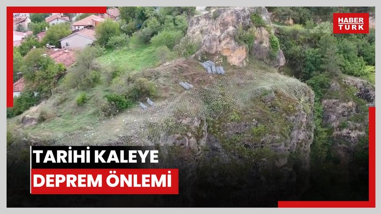 Tarihi kaleye deprem önlemi: Kayaların üzeri çelik ağlarla örülüyor