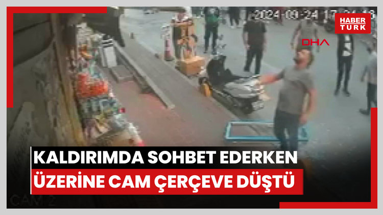 Fatih'te kaldırımda arkadaşıyla sohbet ederken üzerine cam çerçeve düştü