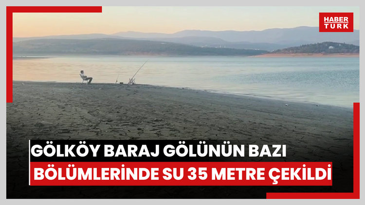 Gölköy Baraj Gölünün bazı bölümlerinde su 35 metre çekildi