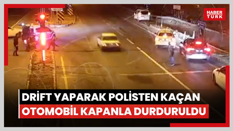 Drift yaparak polisten kaçan otomobil kapanla durduruldu: 85 bin 979 lira ceza yazıldı