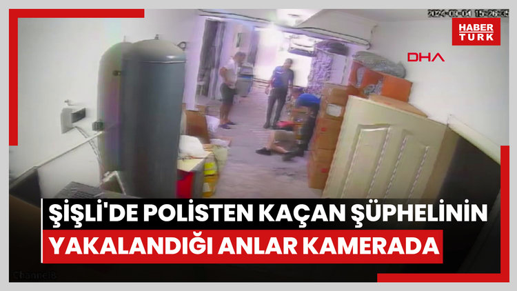 Şişli'de polisten kaçan şüphelinin yakalandığı anlar kamerada