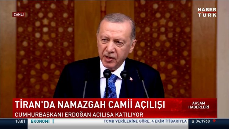 Cumhurbaşkanı Erdoğan'dan Tiran'daki cami açılışında açıklamalar