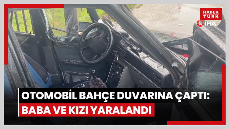 Bolu'da feci kaza kamerada: Kontrolden çıkan otomobil direğe çarptı, baba ve kızı yaralandı