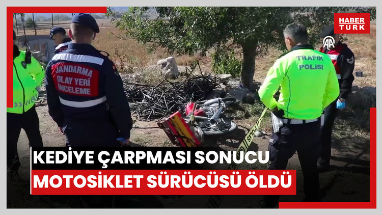 Kediye çarpması sonucu şarampole devrilen motosiklet sürücüsü öldü