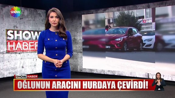 Oğlunun aracını hurdaya çevirdi!