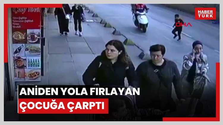 Aniden yola fırlayan çocuğa çarptı