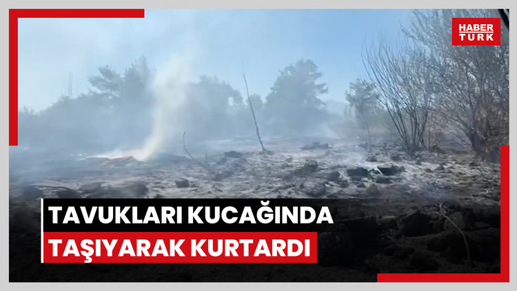 9 yaşındaki çocuk ot yangınından etkilenmemeleri için tavuklarını kucağında taşıdı