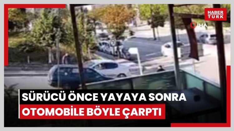 Rahatsızlanan sürücü önce yayaya sonra otomobile böyle çarptı