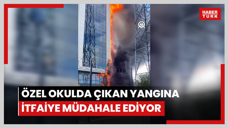 Bahçelievlerde özel okulda çıkan yangına itfaiye müdahale ediyor