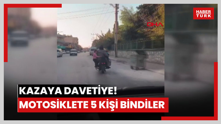Kazaya davetiye!Motosiklete 5 kişi bindiler