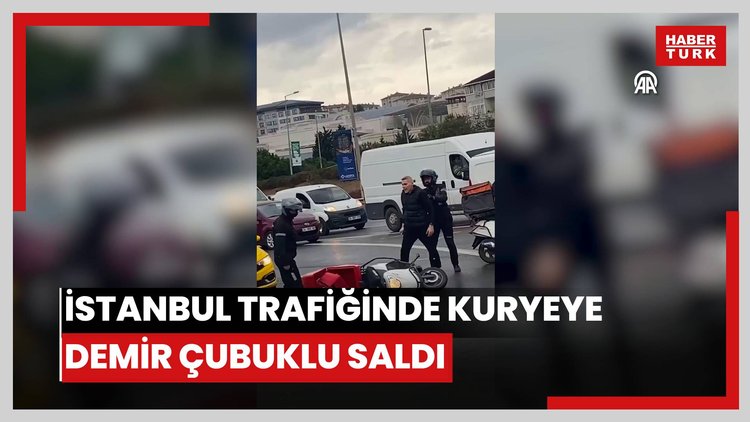 Maltepede bir sürücü motosikletli kuryeye demir çubukla saldırdı