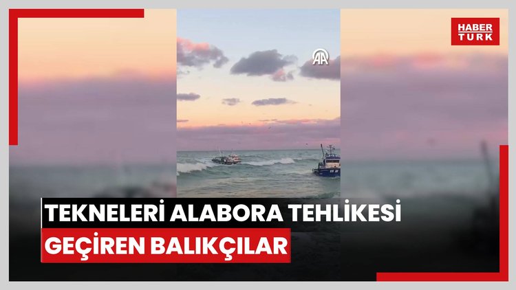 Tekneleri alabora tehlikesi geçiren balıkçıların yaşadığı zorluk cep telefonu kamerasında
