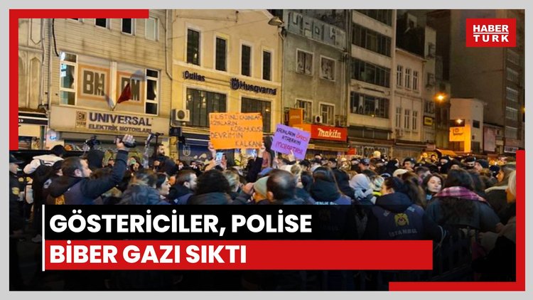 Polise biber gazı sıktılar