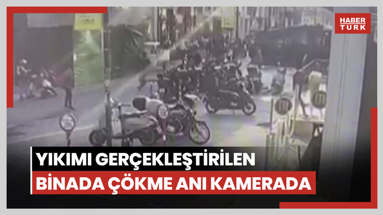 Güngören'de yıkımı gerçekleştirilen binada çökme anı kamerada