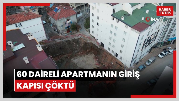 60 daireli apartmanın giriş kapısı çöktü, yönetici kapı nöbeti tutuyor