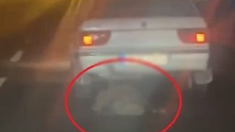 Kayseri'de avladığı domuzu otomobilin arkasında sürükleyen şüpheli yakalandı