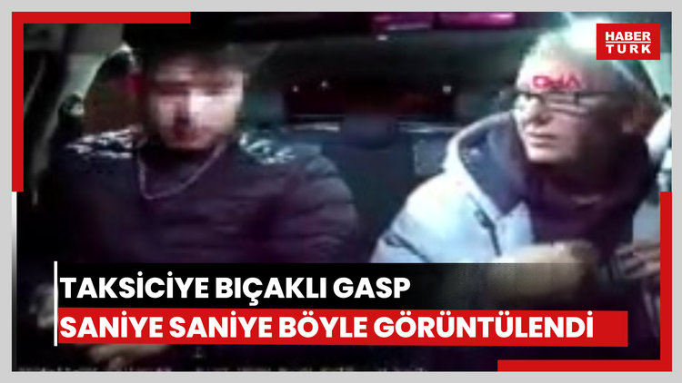 Taksiciye bıçaklı 'gasp' girişimi kamerada