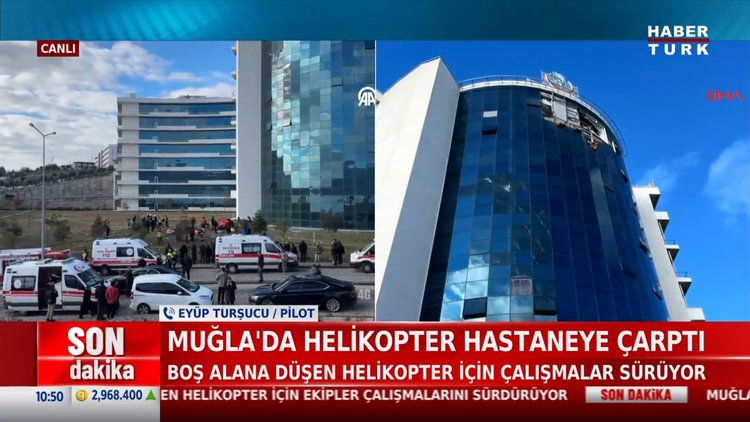 Muğla'da helikopter hastaneye çarptı