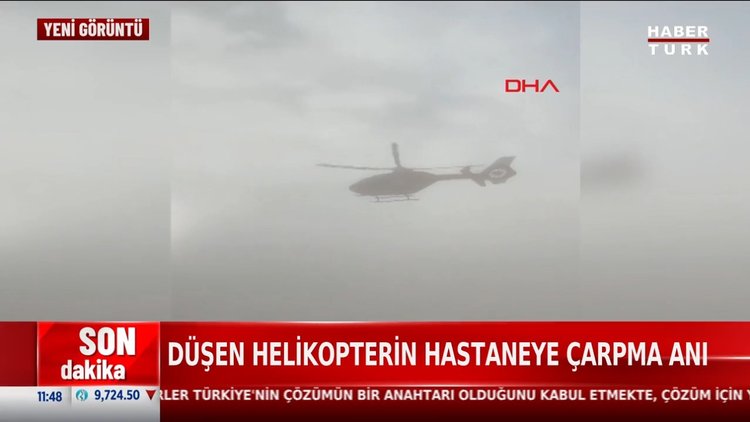 Düşen helikopterin hastaneye çarpma anı kamerada