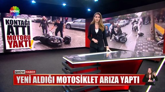 Yeni aldığı motosiklet arıza yaptı!