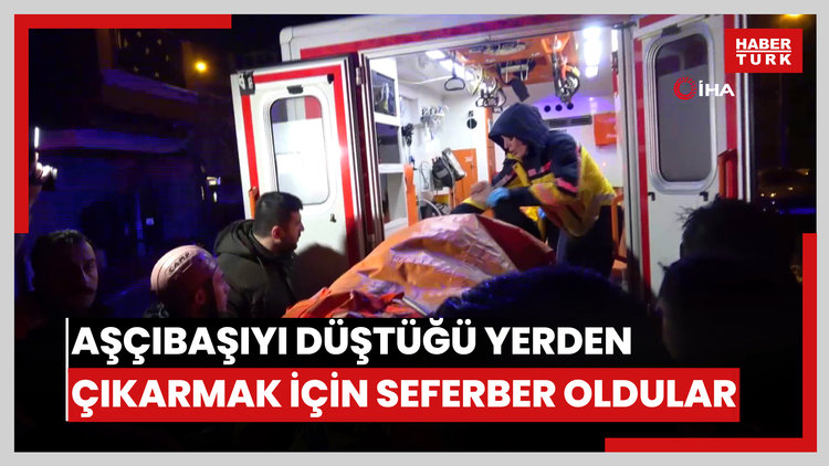 180 kilogram ağırlığındaki aşçıbaşıyı düştüğü yerden çıkarmak için seferber oldular