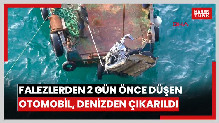 Antalya'da falezlerden 2 gün önce düşen otomobil, denizden çıkarıldı