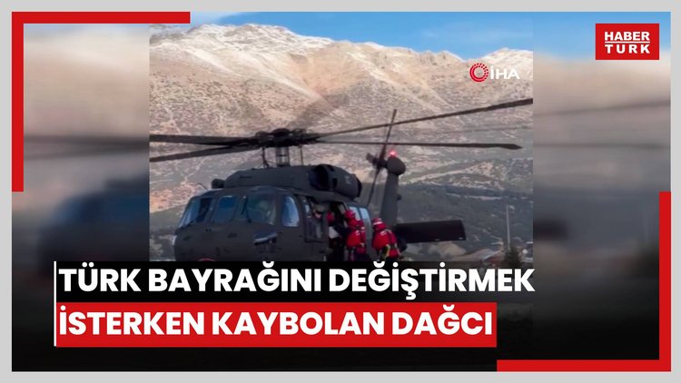 Yıpranan Türk bayrağını değiştirmek isterken kaybolan dağcının cesedine ulaşıldı