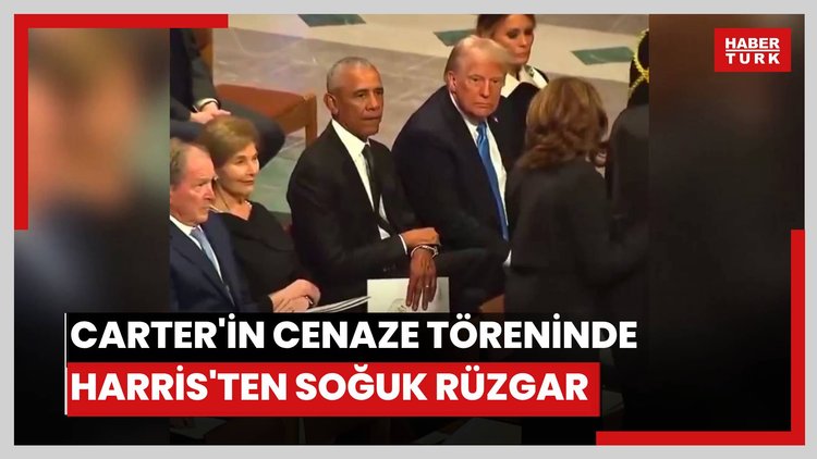 Carter'ın cenaze töreninde Harris'ten soğuk rüzgar