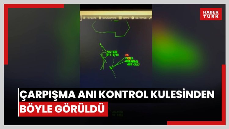 Uçak ile helikopterin çarpışma anı kontrol kulesinden böyle görüldü