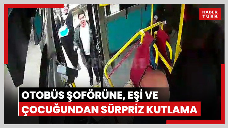 Kocaeli'de otobüs şoförüne eşinden sürpriz doğum günü kutlaması