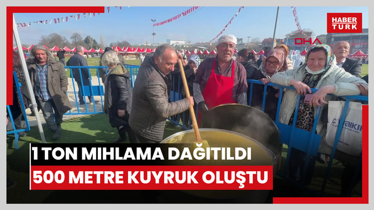 Tekirdağ'da 1 ton mıhlama dağıtıldı, 500 metre kuyruk oluştu
