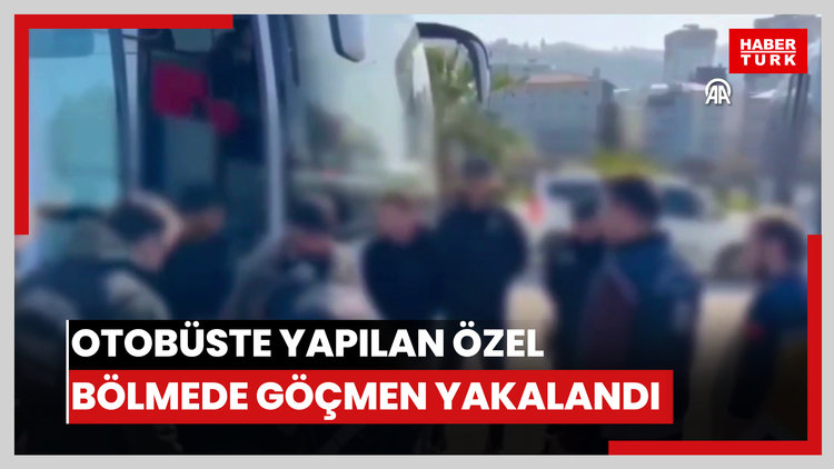 Otobüste yapılan özel bölmede 26 düzensiz göçmen yakalandı