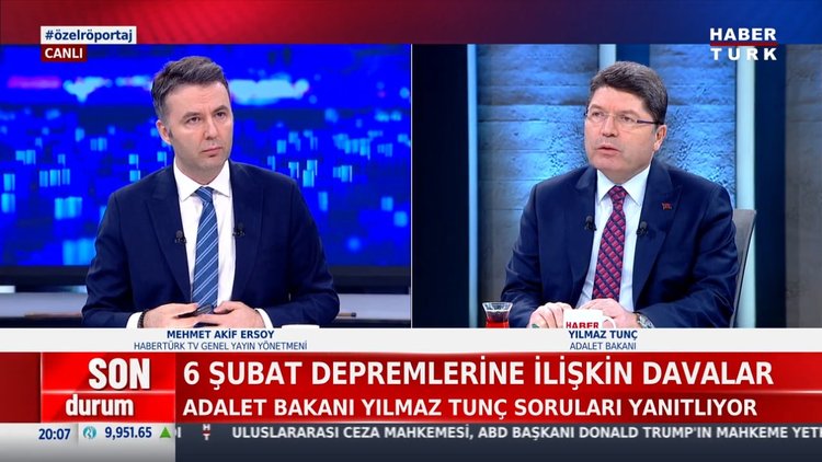 Adalet Bakanı Yılmaz Tunç'tan Habertürk'e açıklamalar