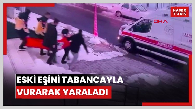 Eski eşini tabancayla vurarak yaraladı; kadının iş yerine sığınma anı kamerada