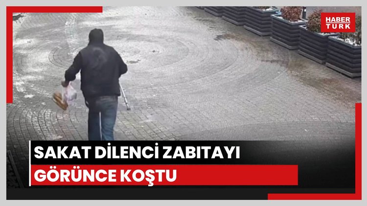 Sakat dilenci zabıtayı görünce koştu