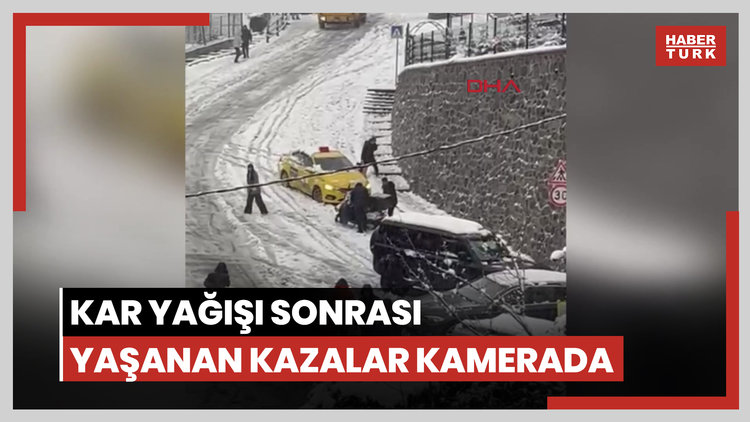 İstanbul'da kar yağışı sonrası yaşanan kazalar kamerada