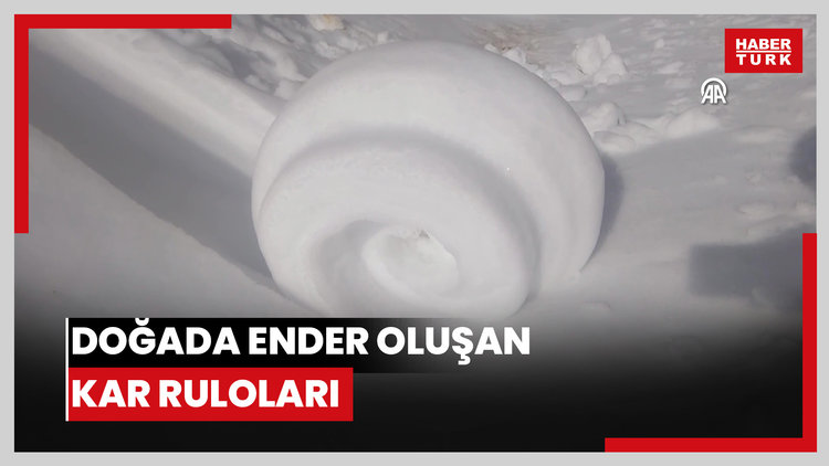 Doğada ender oluşan kar ruloları Amasyada görüntülendi