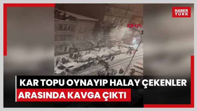 Sultangazi'de sokakta kar topu oynayıp halay çeken vatandaşlar arasında kavga çıktı