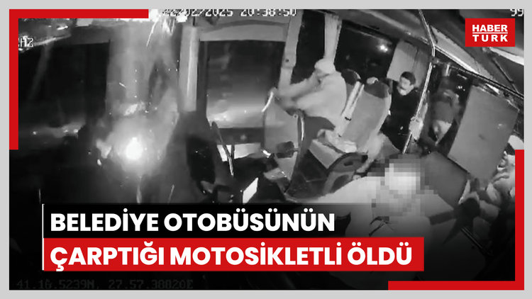 Tekirdağ'da belediye otobüsünün çarptığı motosikletli öldü; kaza kamerada