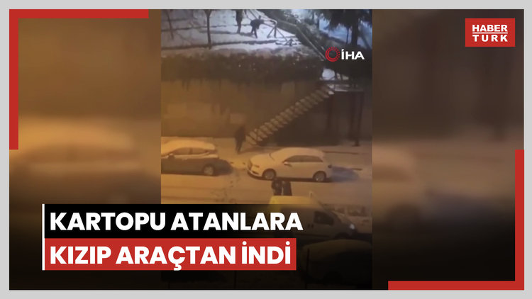 Kartopu atanlara kızıp araçtan indi: El frerini çekilmeyen araç böyle kaza yaptı