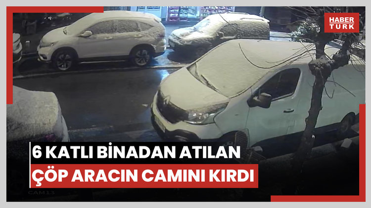 Güngören'de 6 katlı binadan atılan çöp aracın camını kırdı