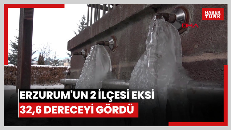 Erzurum'un 2 ilçesi eksi 32,6 dereceyi gördü; Aras Nehri buzla kaplandı