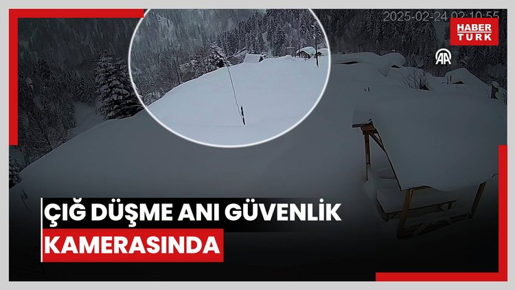 Çığ düşme anı güvenlik kamerasında