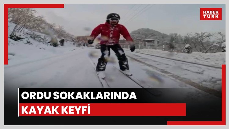 Ordu sokaklarında kayak keyfi